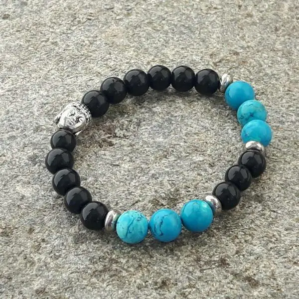 Bracelet YIN YANG en onyx et turquoise