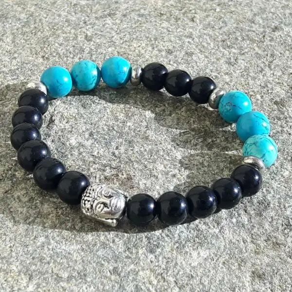 Bracelet YIN YANG en onyx et turquoise