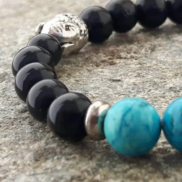 Bracelet YIN YANG en onyx et turquoise