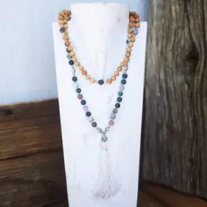 Collier mala en jaspe ÉQUILIBRE