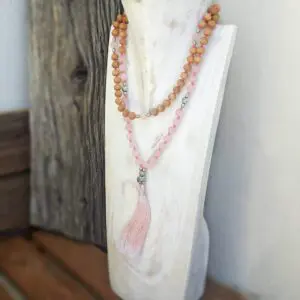 collier mala en quartz rose Douceur