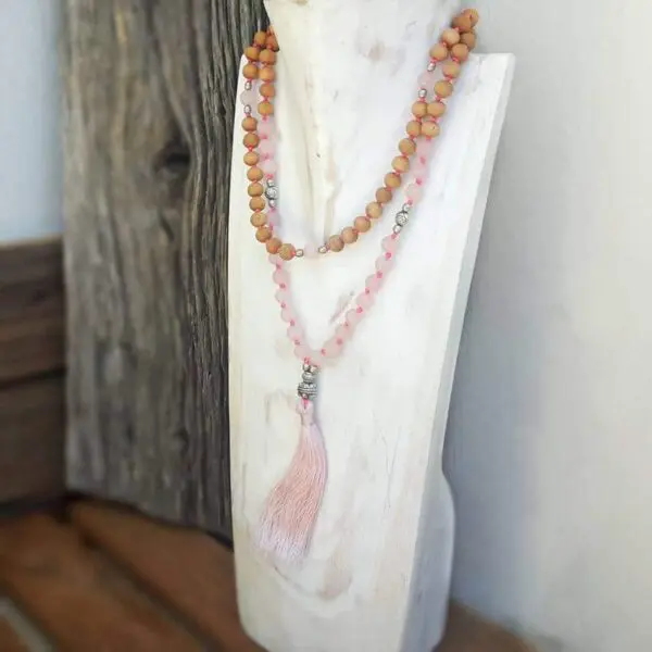 collier mala en quartz rose Douceur