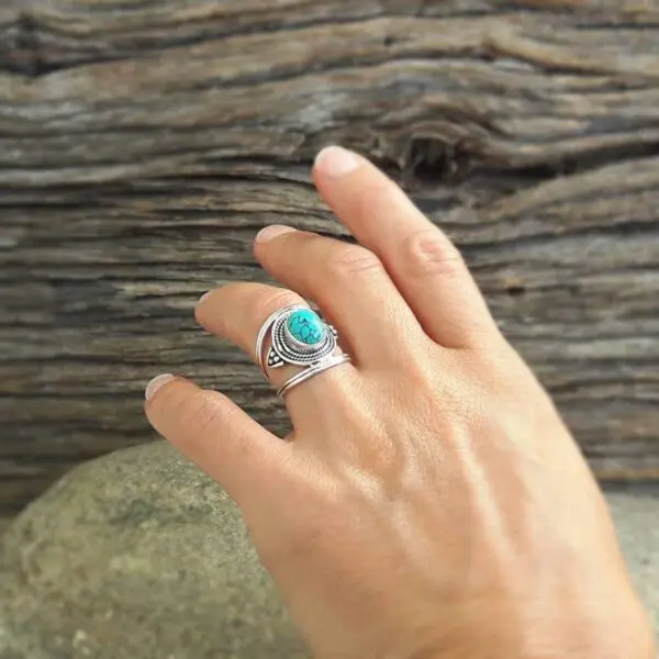 Bague ethnique turquoise