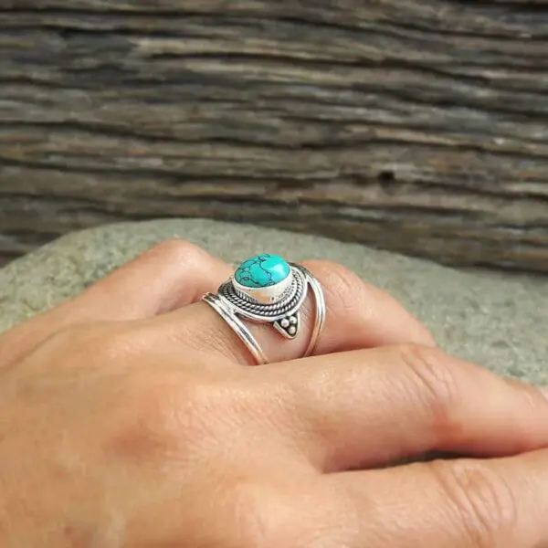 Bague ethnique turquoise