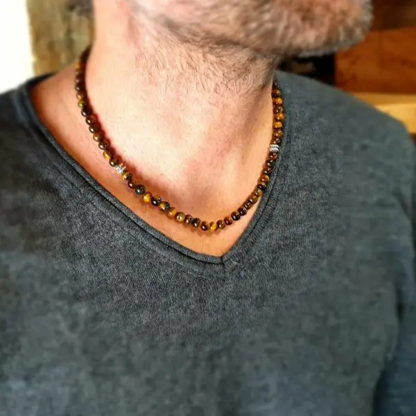 Collier homme oeil de tigre SURAKSA