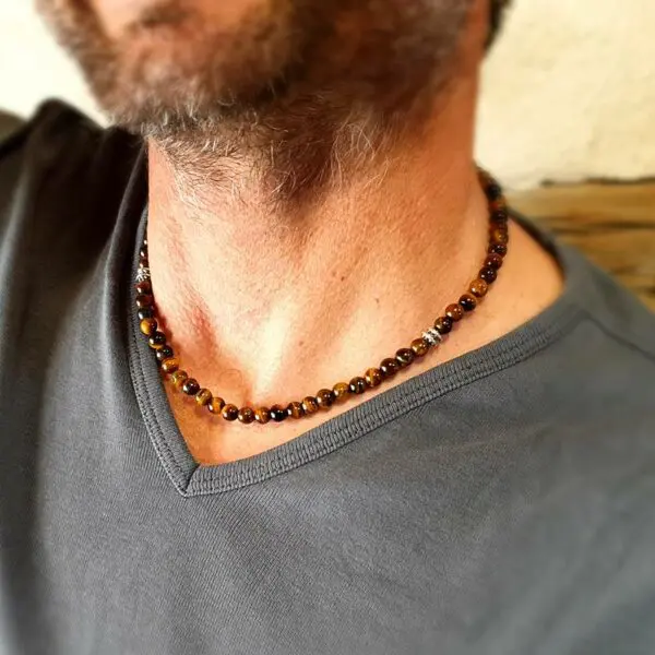 Collier homme oeil de tigre SURAKSA