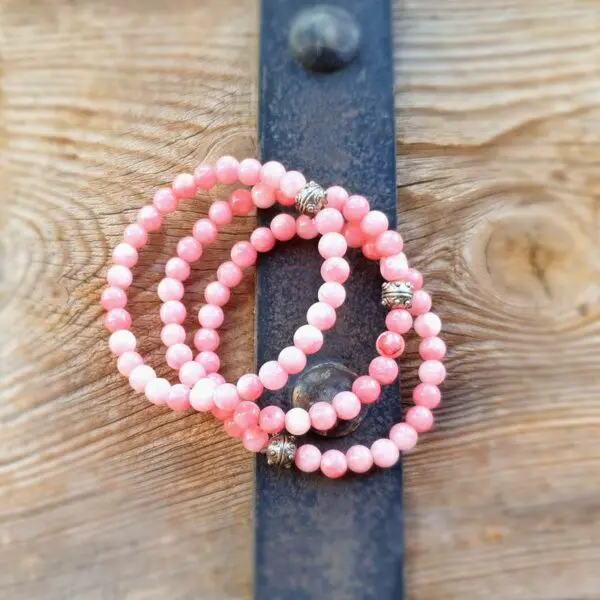 Bracelet mala en quartz rose