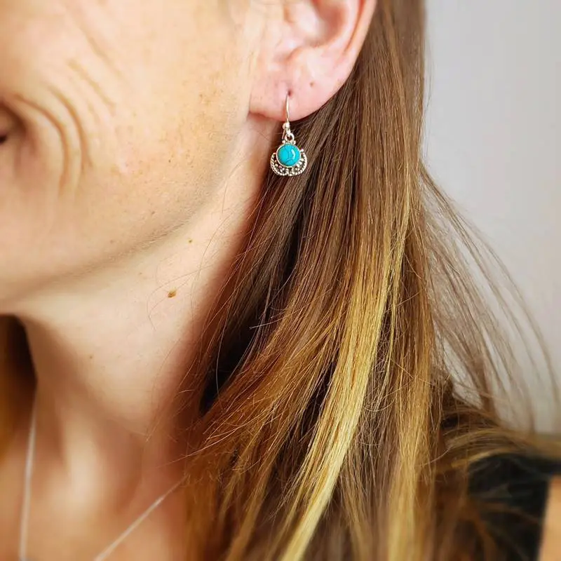 Boucles d'oreilles ethniques en turquoise