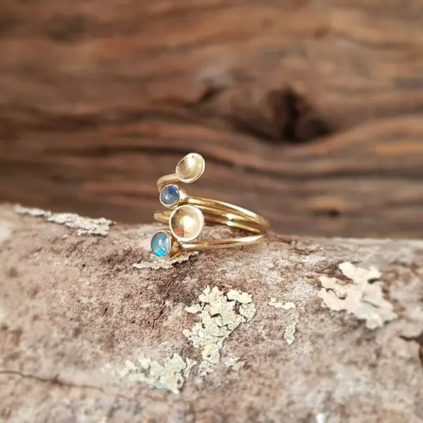 Bague labradorite mini pastilles