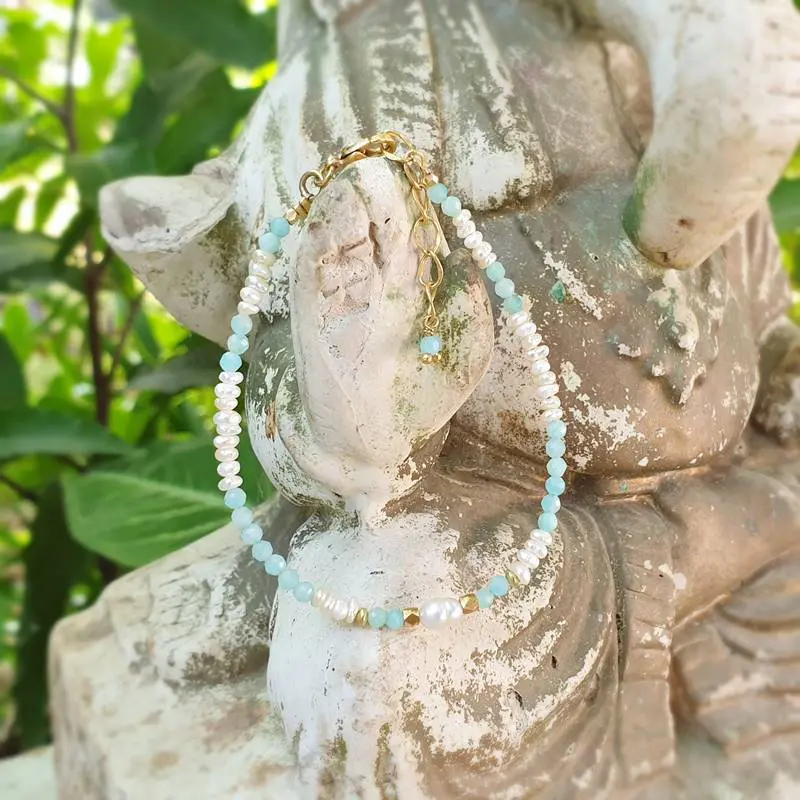 Bracelet perles d'eau douce et amazonite ANDAMAN