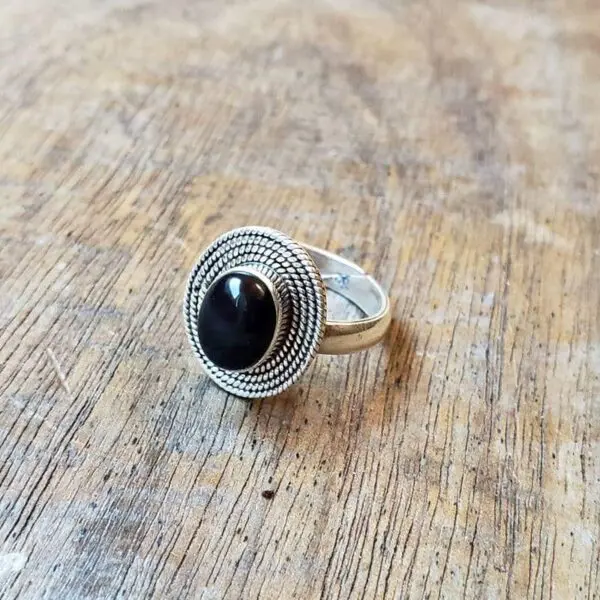 Bague onyx argent ajustable