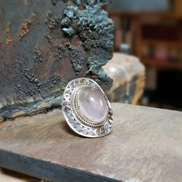 Bague quartz rose argent DOUCE