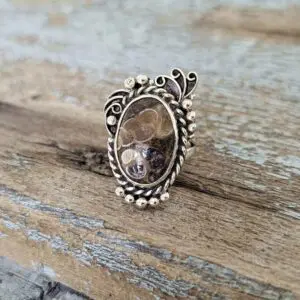 Bague jaspe océan argent