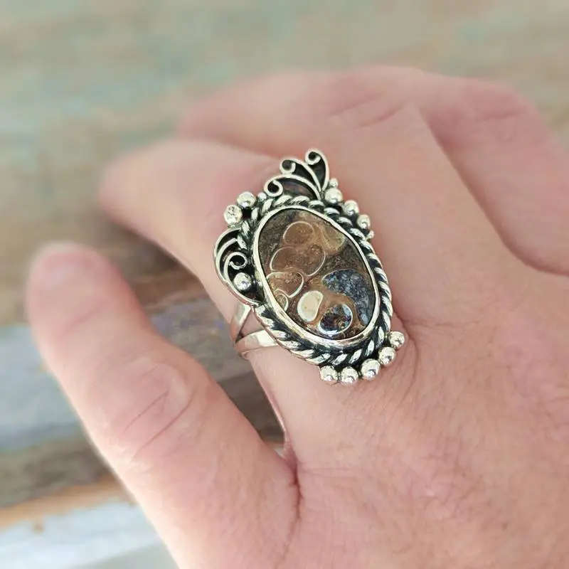 Bague jaspe océan argent