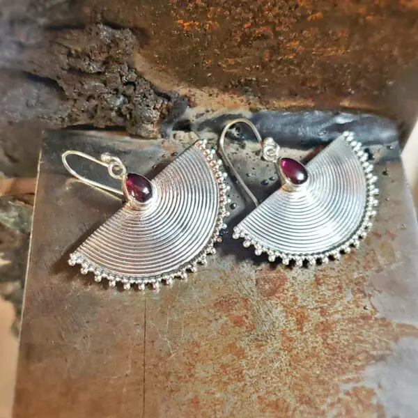 Boucles d'oreilles grenat argent FARFALLE