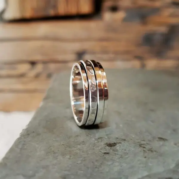 Bague homme argent martelé YANG