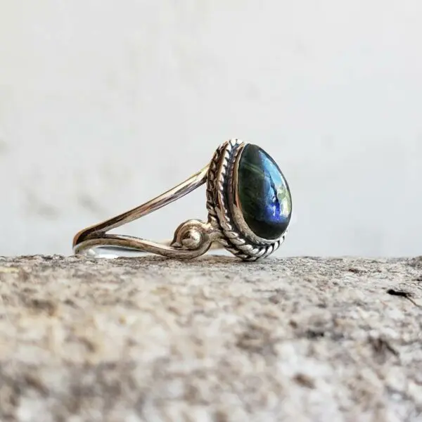 Bague ajustable argent et labradorite