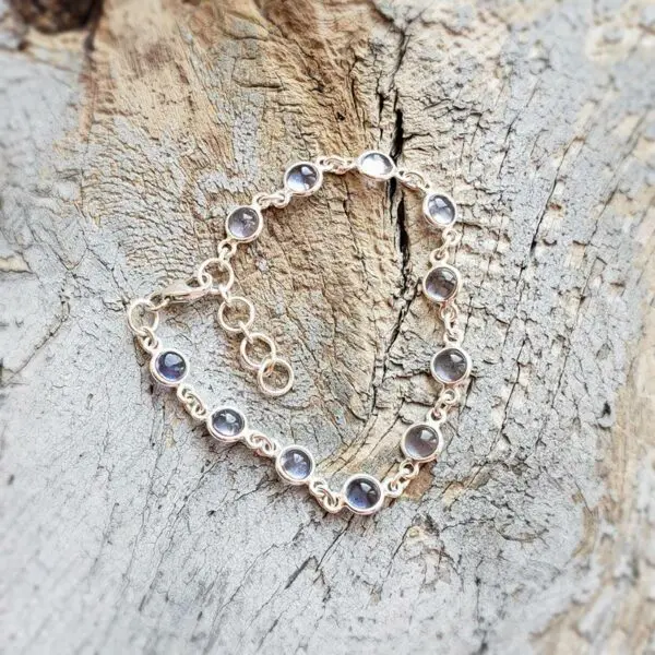 Bracelet en calcédoine bleue argent