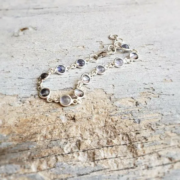 Bracelet en calcédoine bleue argent