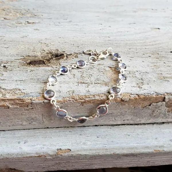 Bracelet en calcédoine bleue argent