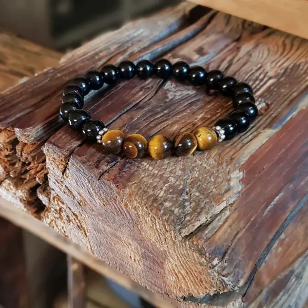 Bracelet homme onyx et oeil de tigre ANCRAGE