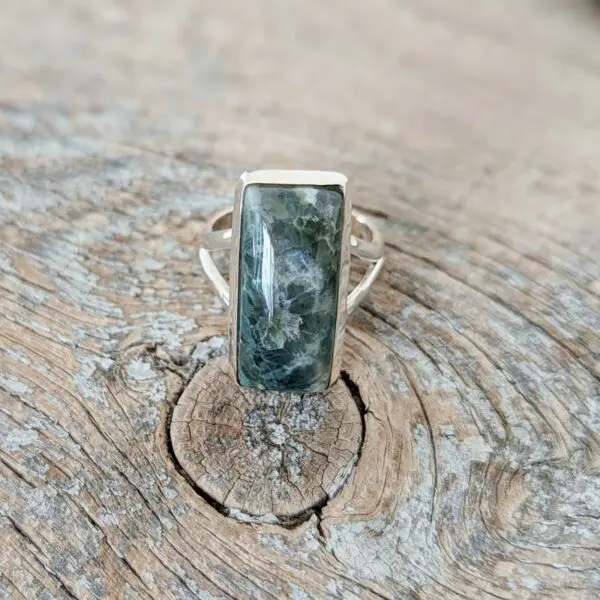 Bague jaspe vert argent