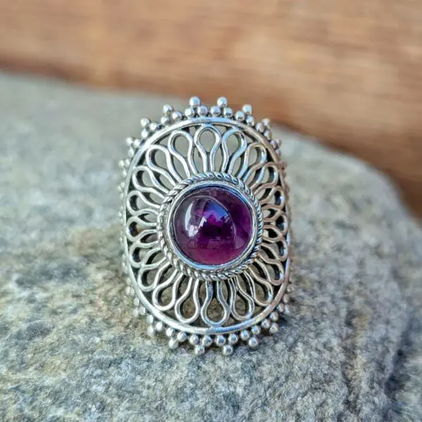 Bague améthyste argent ÉVENTAIL