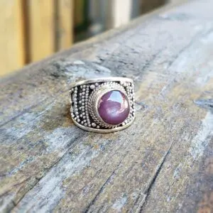 Bague argent et rubis indien