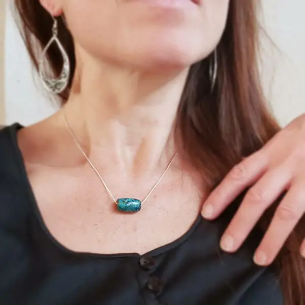 Collier turquoise argent DZI