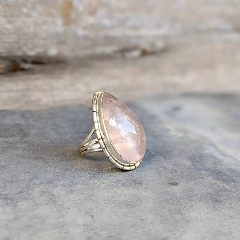 Bague quartz rose argent DOUCEUR