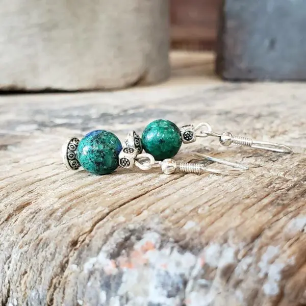 Boucles d'oreilles azurite malachite PETIT TEMPLE