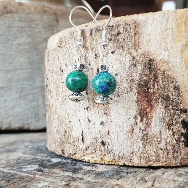 Boucles d'oreilles azurite malachite PETIT TEMPLE