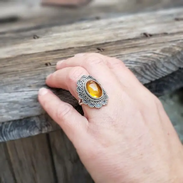 Bague citrine argent