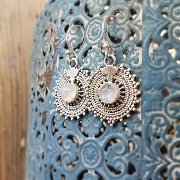 Boucles d'oreilles pierre de lune argent