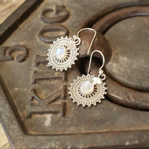 Boucles d'oreilles pierre de lune argent