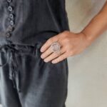 Bague argent quartz rose CUBE