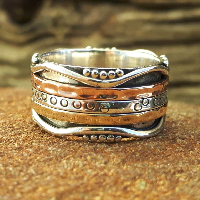 ETNIK- OMYOKI silver women's rotating ring designer jewelry
