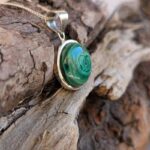 Pendentif argent et malachite NATURE
