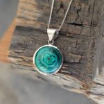 Pendentif argent et malachite NATURE