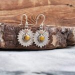 Boucles d'oreilles ethniques oeil de tigre MANDALA