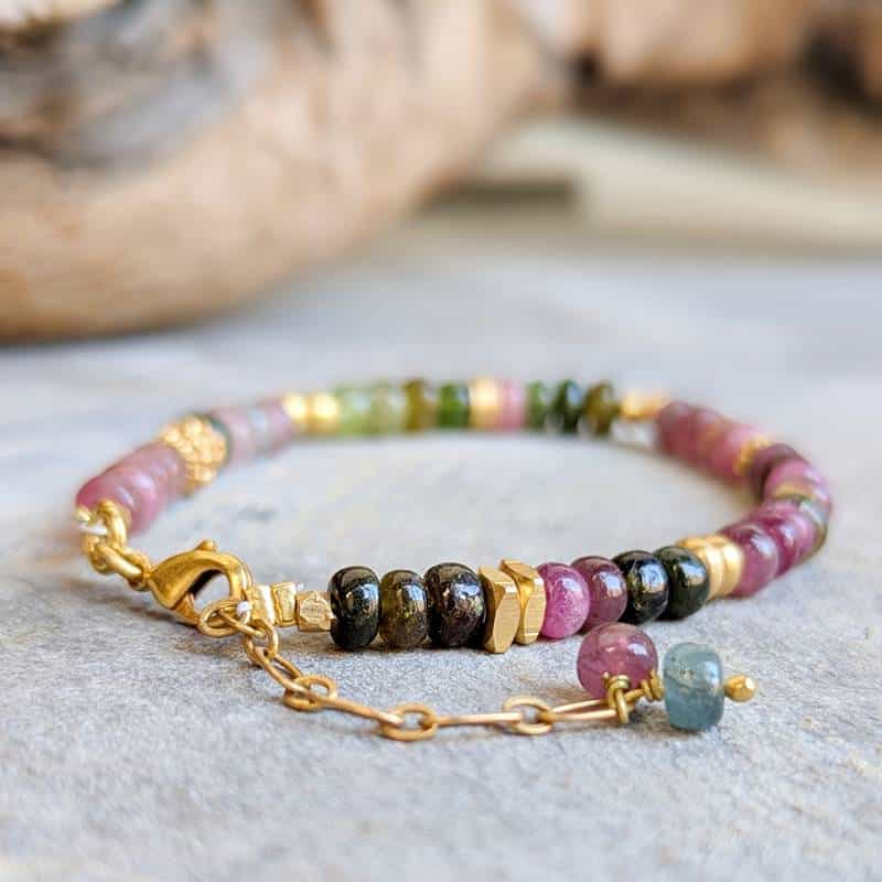 Bracelet tourmaline multicolore or Bracelet tourmaline multicolore or