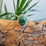 Bague argent et malachite naturelle