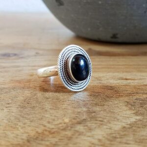 Bague onyx argent ajustable