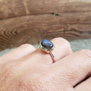 Bague pastille labradorite argent