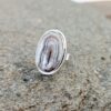 Bague agate crazy lace argent