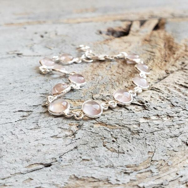 Bracelet en quartz rose argent