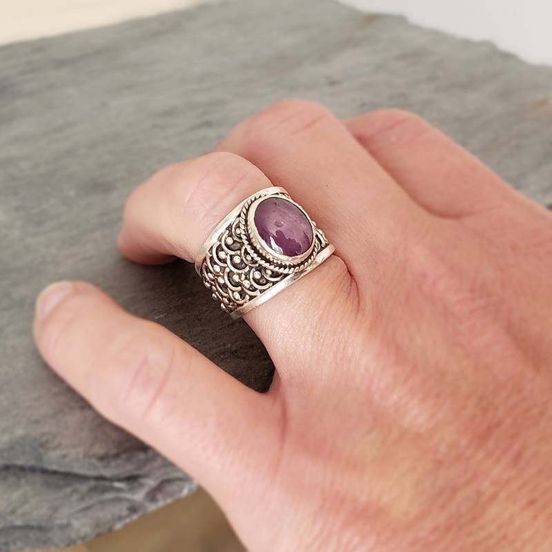 Bague rubis indien argent