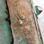 Boucles d'oreilles en labradorite dorées PASTILLE