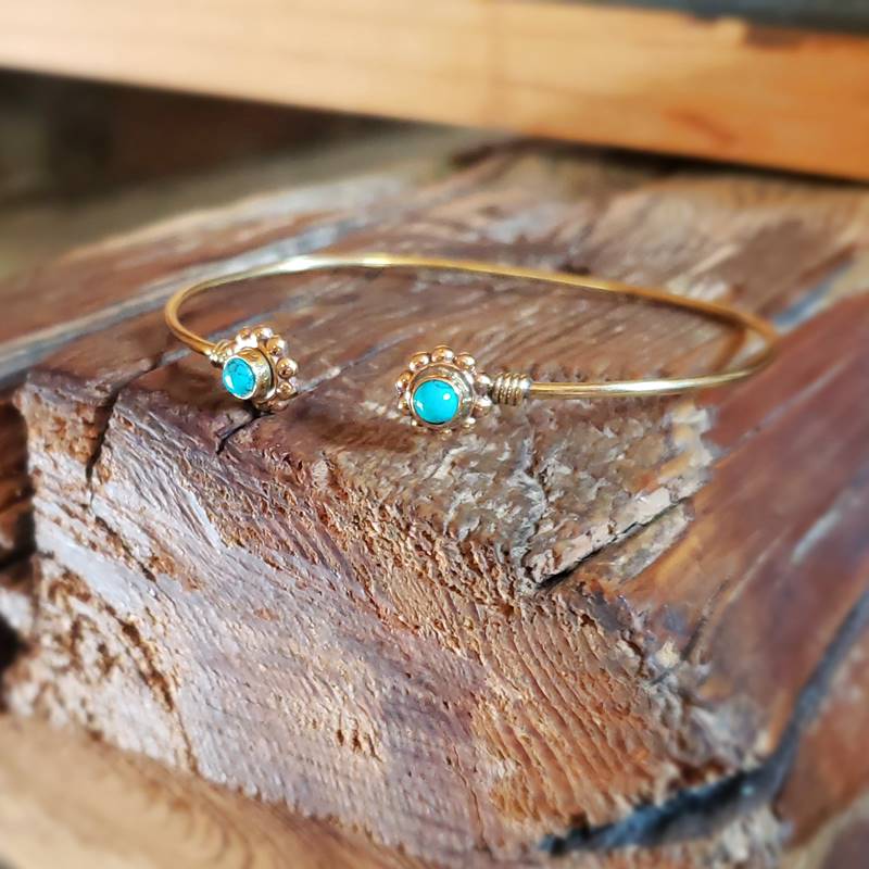 Bracelet jonc turquoise doré Bracelet jonc turquoise doré