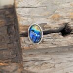 Grosse bague labradorite argent